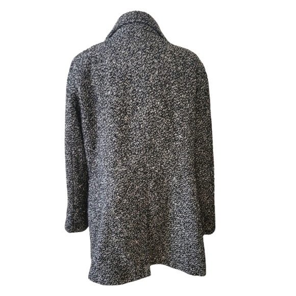 Calvin Klein Black & Cream Boucle Wool Coat Size XL - Picture 3 of 4